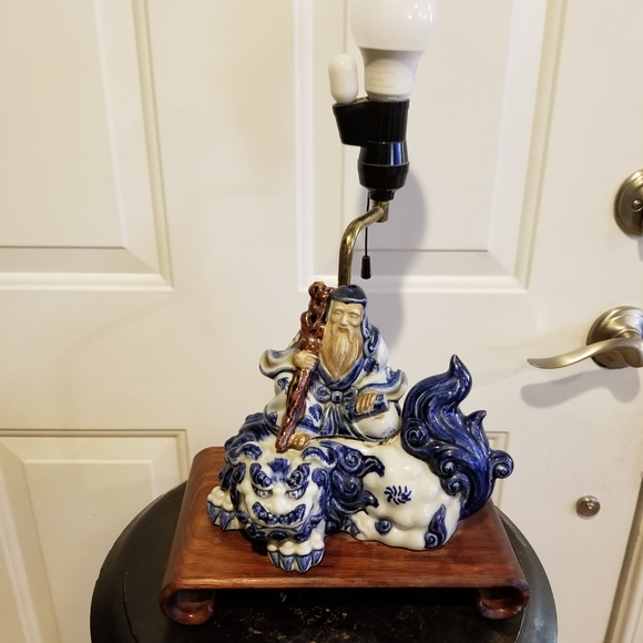 Japanese Blue and White Kutani Porcelain Statue Figure of Sau, the Immortal Lamp - Picture 2 of 9